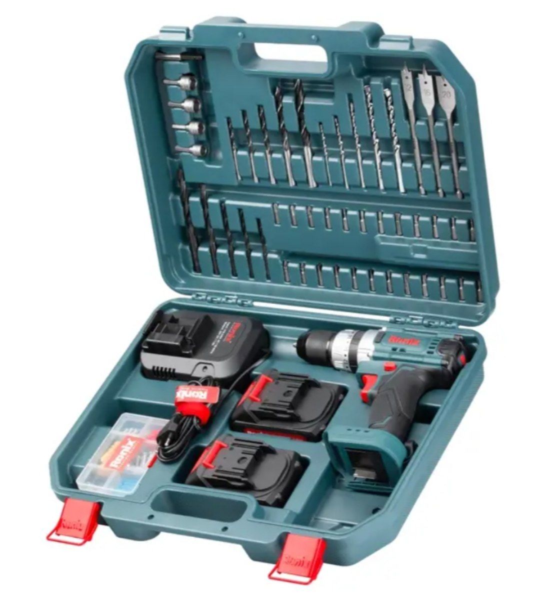 کیت دریل چکشی شارژی RS_8619 رونیکس ۲۰ ولت ۵۳ پارچه