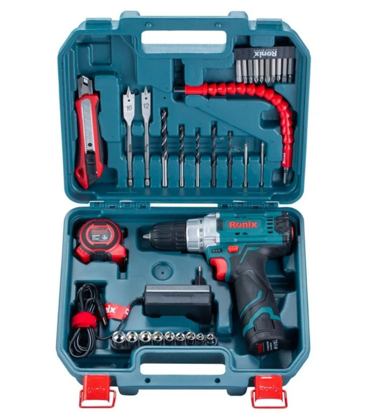 کیت دریل شارژی ۱۲ ولت یک باتری ۳۵ پارچه رونیکس RS-8611