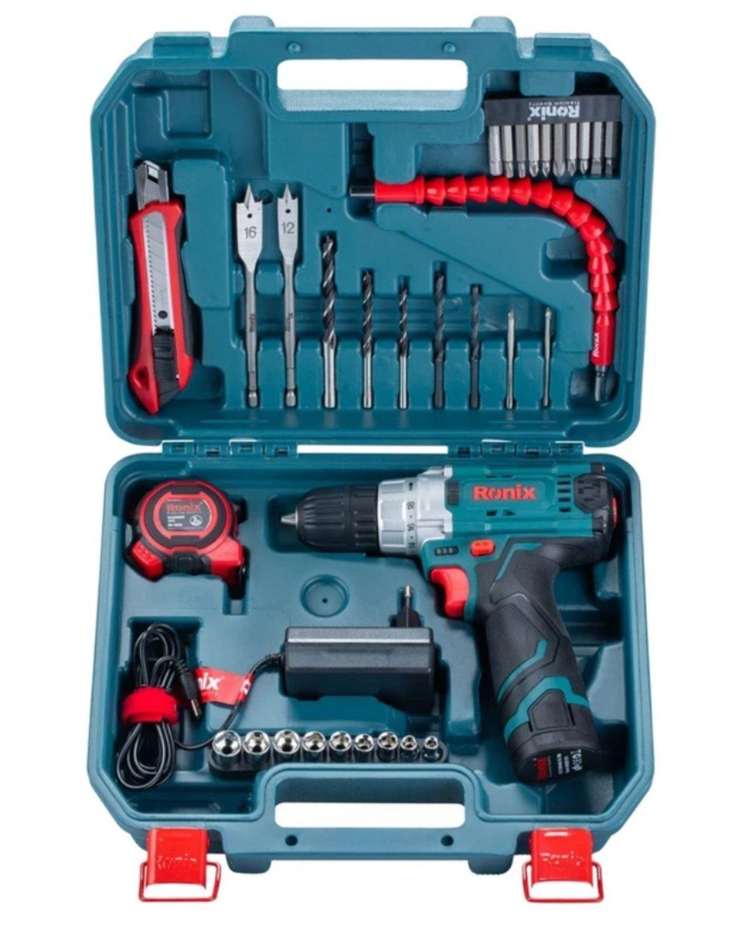 کیت دریل شارژی ۱۲ ولت یک باتری ۳۵ پارچه رونیکس RS-8611